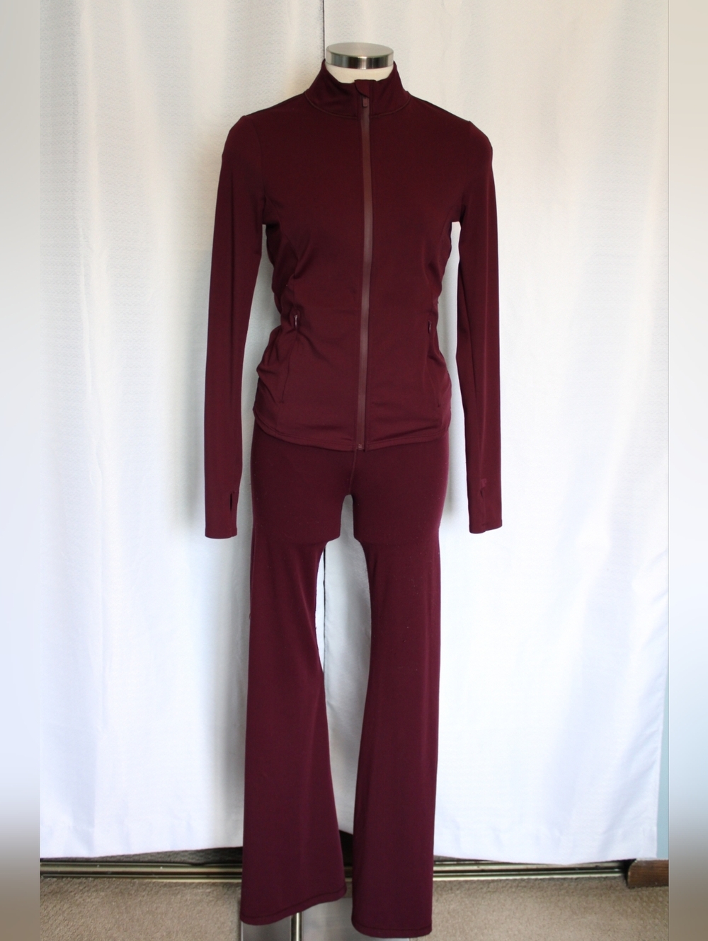 VS PINK Burgundy 2pc Athletic Set Size Small Zip Jacket & Flare S
